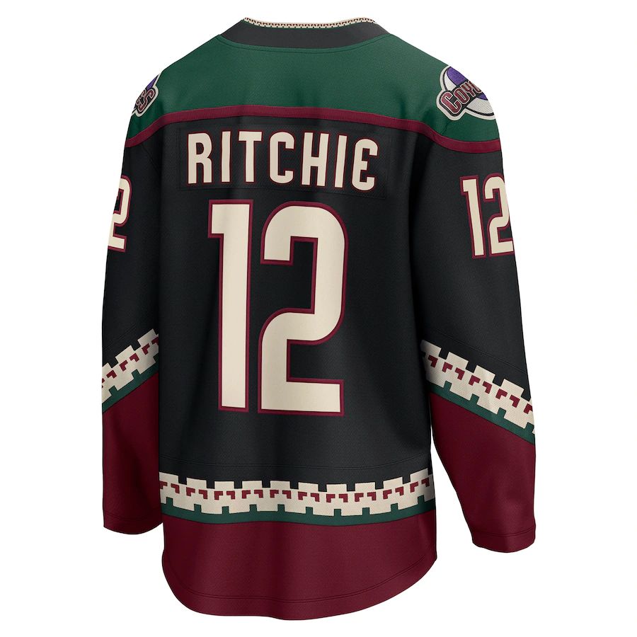 A.Coyotes #12 Nick Ritchie Fanatics Branded Home Breakaway Player Jersey Black Stitched American Hockey Jerseys - Main View