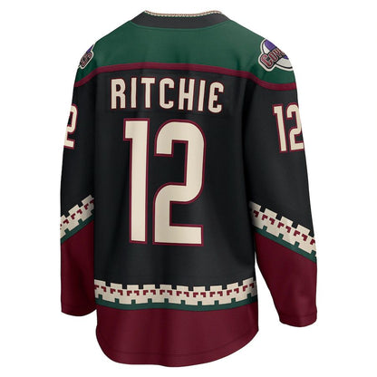 A.Coyotes #12 Nick Ritchie Fanatics Branded Home Breakaway Player Jersey Black Stitched American Hockey Jerseys - Main View