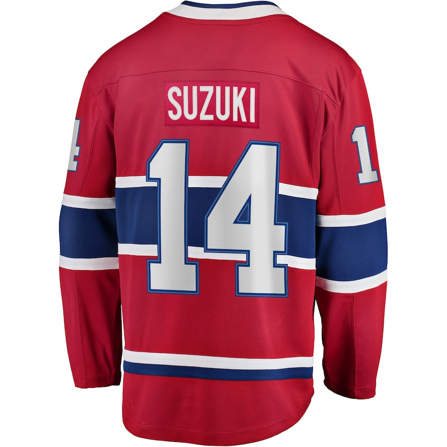 M.Canadiens #14 Nick Suzuki Fanatics Branded Home Premier Breakaway Player Jersey Jersey  Red Stitched American Hockey Jerseys - Main View
