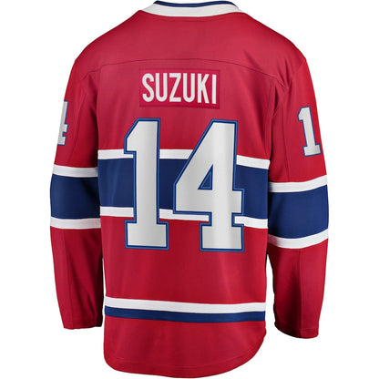 M.Canadiens #14 Nick Suzuki Fanatics Branded Home Premier Breakaway Player Jersey Jersey  Red Stitched American Hockey Jerseys - Main View