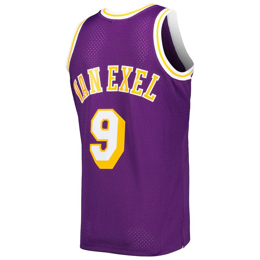 LA.Lakers #9 Nick Van Exel Mitchell & Ness 1996-97 Hardwood Classics Swingman Jersey Purple Stitched American Basketball Jersey - Main View
