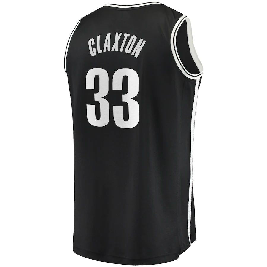 B.Nets #33 Nicolas Claxton Fanatics Branded Fast Break Player Jersey Icon Edition Black Stitched American Basketball Jersey - Main View