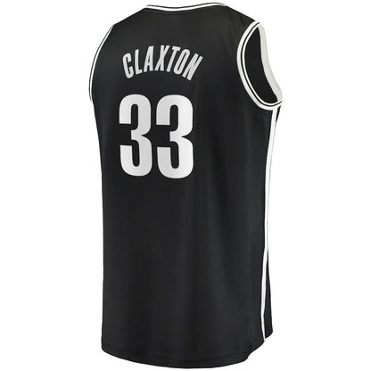 B.Nets #33 Nicolas Claxton Fanatics Branded Fast Break Player Jersey Icon Edition Black Stitched American Basketball Jersey - Main View
