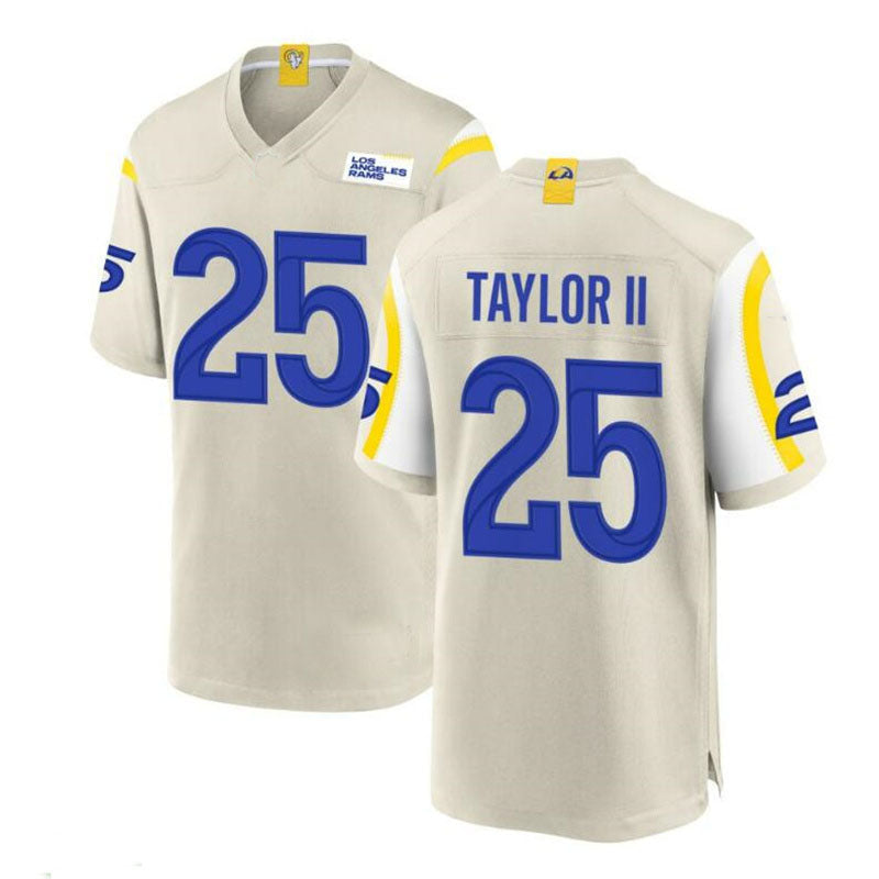 LA,Rams #25 Jason Taylor Game Jersey - Bone Stitched American Football Jersey - Main View