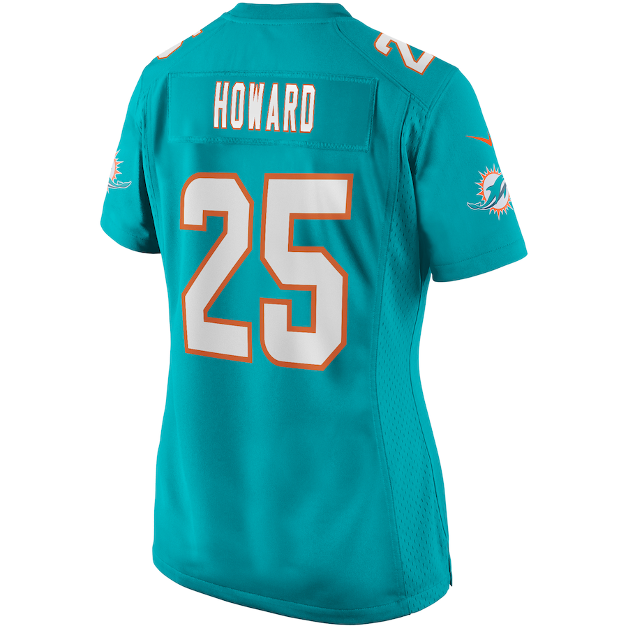 M.Dolphins #25 Xavien Howard Aqua Game Jersey Stitched American Football Jerseys - Main View