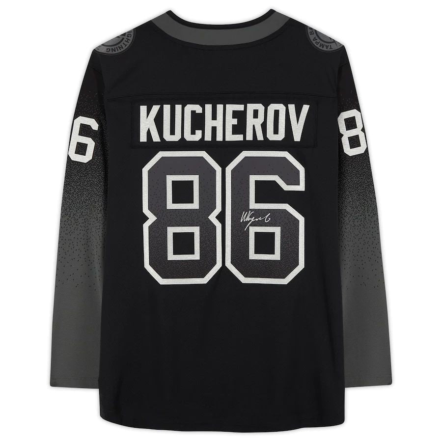 TB.Lightning #86 Nikita Kucherov Fanatics Authentic Autographed Breakaway Alternate Jersey Black Stitched American Hockey Jerseys - Main View