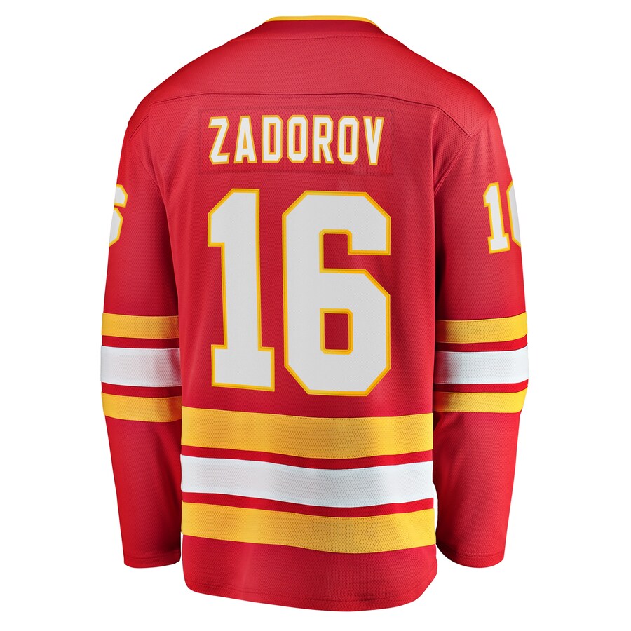 C.Flames #16 Nikita Zadorov Fanatics Branded Home Breakaway Player Jersey Red Stitched American Hockey Jerseys - Main View