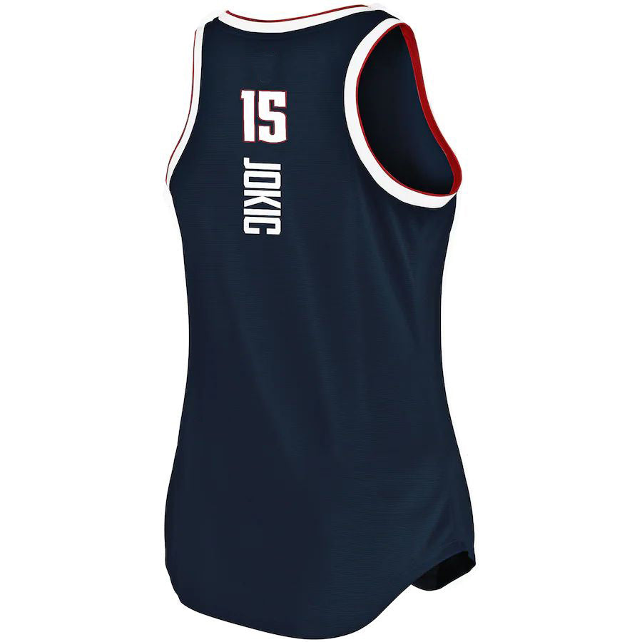 D.Nuggets #15 Nikola Jokic Fanatics Branded 2019-20 Fast Break Team Tank Jersey Icon Edition Navy Stitched American Basketball Jersey - Main View