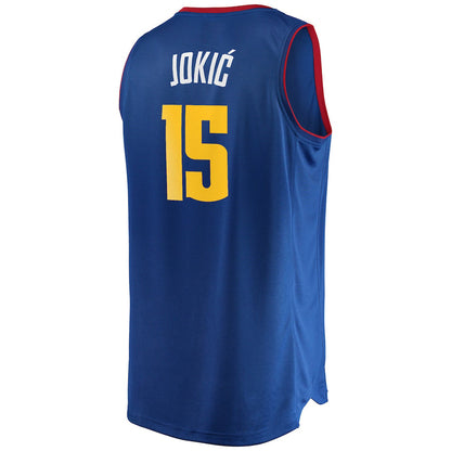 D.Nuggets #15 Nikola Jokic Fanatics Branded 2020-21 Fast Break Replica Jersey Statement Edition Blue Stitched American Basketball Jersey - Main View