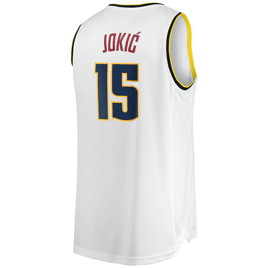 D.Nuggets #15 Nikola Jokic Fanatics Branded 2021-22 Fast Break Replica Player Jersey White Association Edition Stitched American Basketball Jersey - Main View