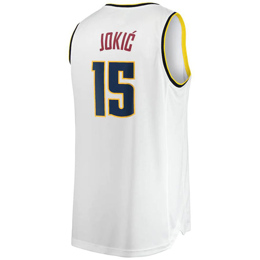 D.Nuggets #15 Nikola Jokic Fanatics Branded 2021-22 Fast Break Replica Player Jersey White Association Edition Stitched American Basketball Jersey - Main View