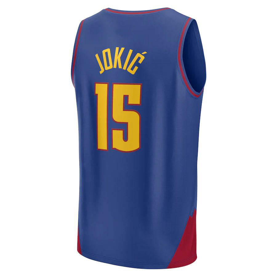 D.Nuggets #15 Nikola Jokic Fanatics Branded 2022-23 Fast Break Player Jersey Statement Edition Blue Stitched American Basketball Jersey - Main View