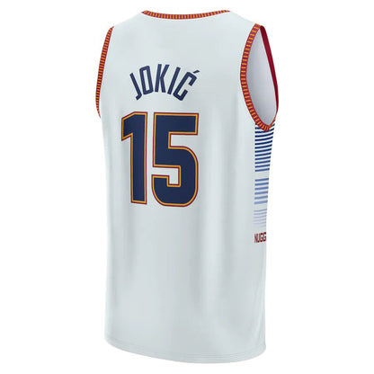 D.Nuggets #15 Nikola Jokic Fanatics Branded 2022-23 Fastbreak Jersey City Edition White Stitched American Basketball Jersey - Main View