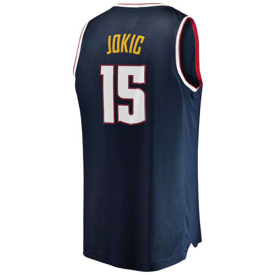 D.Nuggets #15 Nikola Jokic Fanatics Branded Fast Break Player Jersey Icon Edition Navy Stitched American Basketball Jersey - Main View