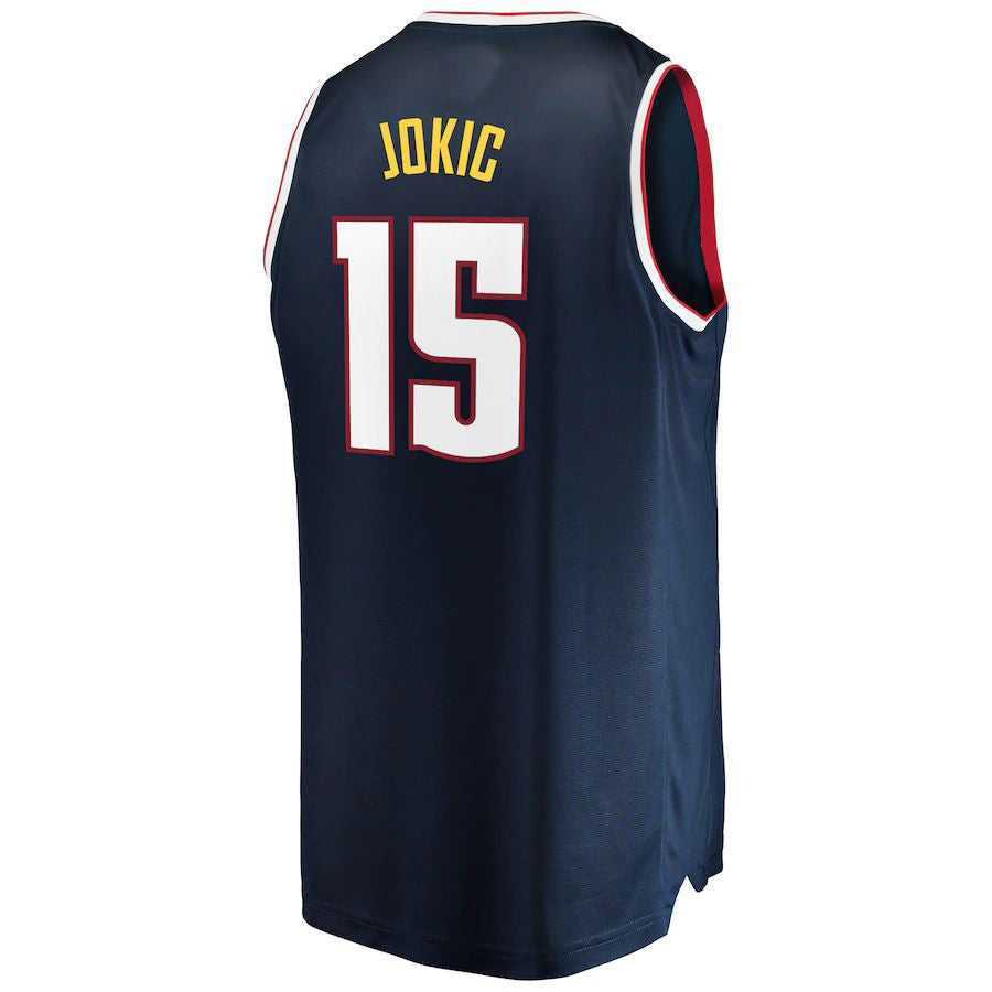 D.Nuggets #15 Nikola Jokic Fanatics Branded Fast Break Replica Jersey Navy Stitched American Basketball Jersey - Main View