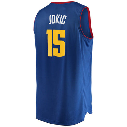 D.Nuggets #15 Nikola Jokic Fanatics Branded Fast Break Replica Player Jersey Statement Edition  Blue Stitched American Basketball Jersey - Main View