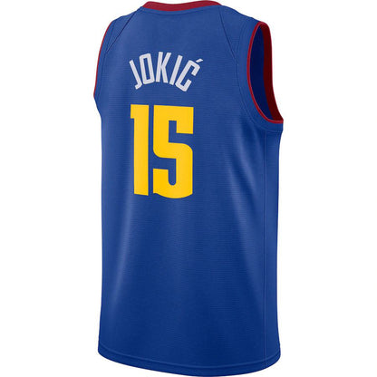 D.Nuggets #15 Nikola Jokic Jordan Brand 2020-21 Swingman Jersey Statement Edition Blue Stitched American Basketball Jersey - Main View