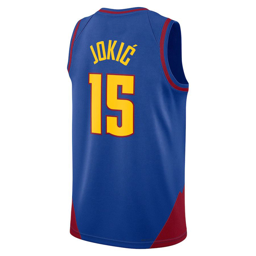 D.Nuggets #15 Nikola Jokic Jordan Brand 202223 Statement Edition Swingman Jersey Blue Stitched American Basketball Jersey - Main View