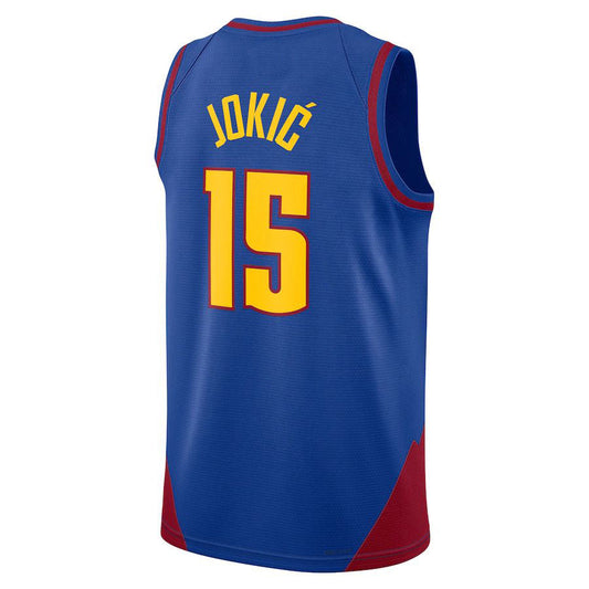 D.Nuggets #15 Nikola Jokic Jordan Brand 202223 Statement Edition Swingman Jersey Blue Stitched American Basketball Jersey - Main View