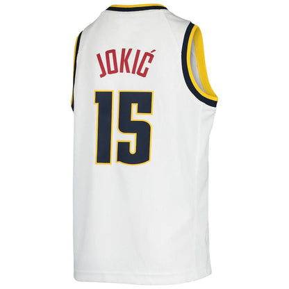 D.Nuggets #15 Nikola Jokic 2019-20 Swingman Jersey Association Edition White Stitched American Basketball Jersey - Main View