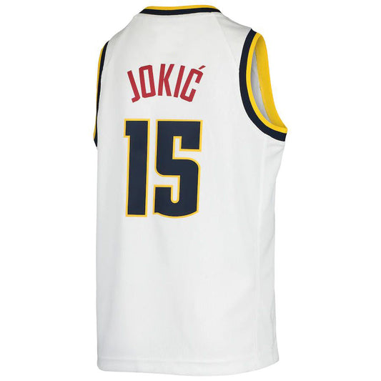 D.Nuggets #15 Nikola Jokic 2019-20 Swingman Jersey Association Edition White Stitched American Basketball Jersey - Main View