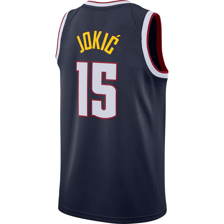 D.Nuggets #15 Nikola Jokic 2020-21 Swingman Jersey Icon Edition Navy Stitched American Basketball Jersey - Main View