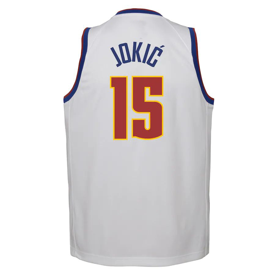 D.Nuggets #15 Nikola Jokic 2020-21 Swingman Player Jersey Association Edition White Stitched American Basketball Jersey - Main View