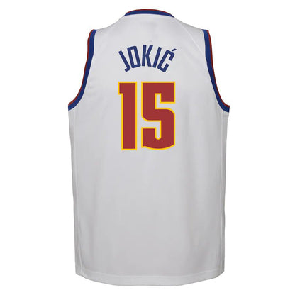 D.Nuggets #15 Nikola Jokic 2020-21 Swingman Player Jersey Association Edition White Stitched American Basketball Jersey - Main View