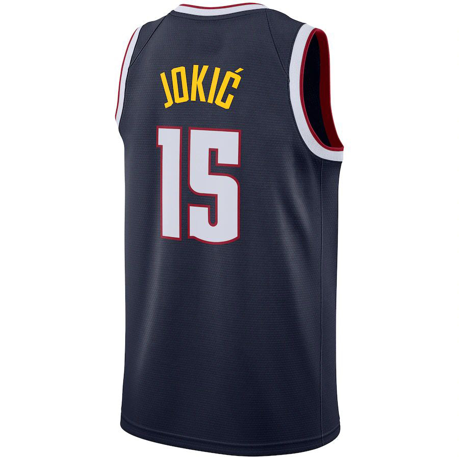 D.Nuggets #15 Nikola Jokic Replica Swingman Jersey Icon Edition Navy Stitched American Basketball Jersey - Main View