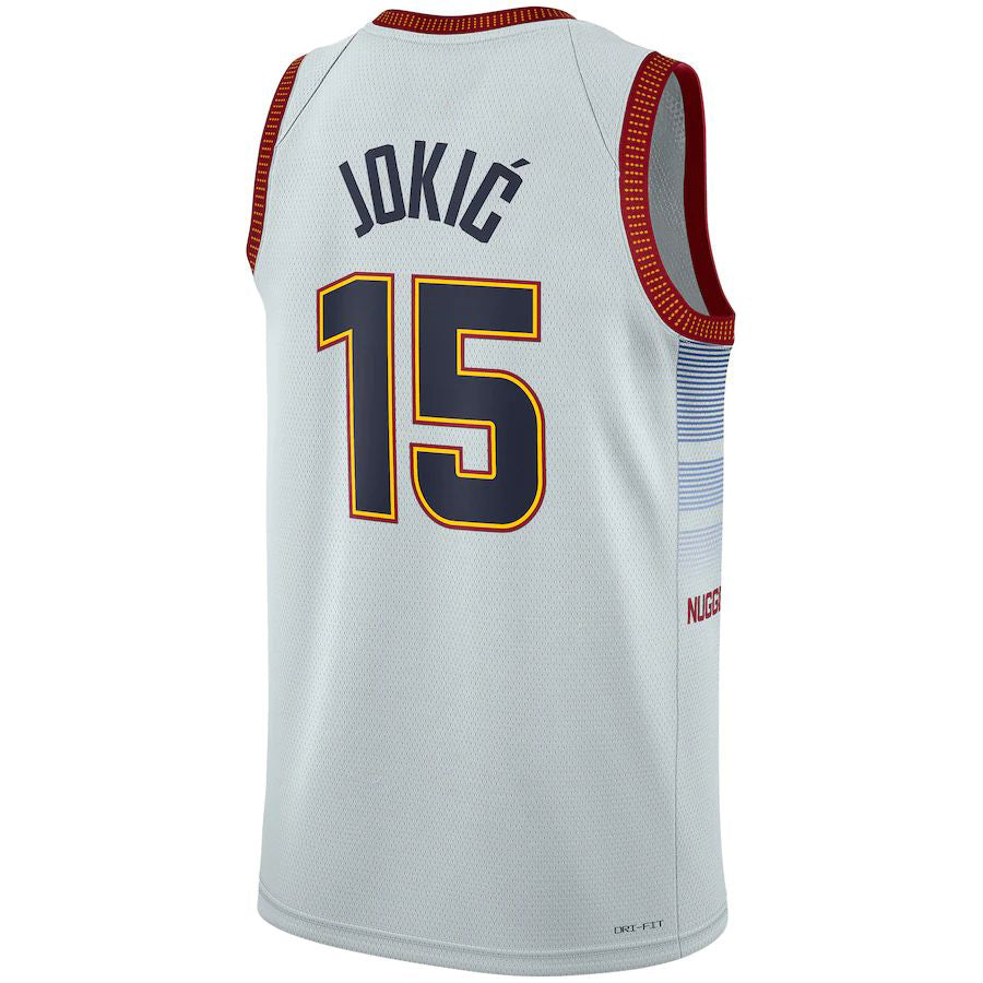 D.Nuggets #15 Nikola Jokic Unisex 2022-23 Swingman Jersey City Edition White Stitched American Basketball Jersey - Main View