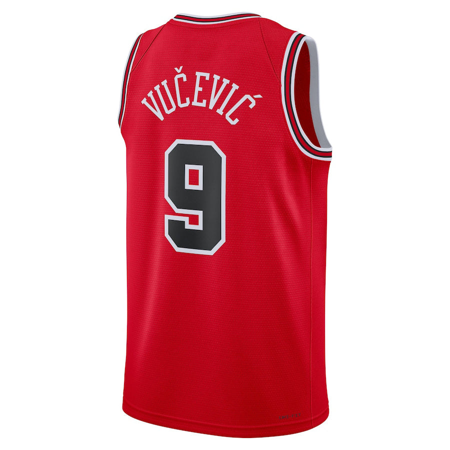C.Bulls #9 Nikola Vucevic Unisex 2022-23 Swingman Jersey Icon Edition Red Stitched American Basketball Jersey - Main View