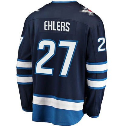 W.Jets #27 Nikolaj Ehlers Fanatics Branded Breakaway Replica Jersey Navy Stitched American Hockey Jerseys - Main View
