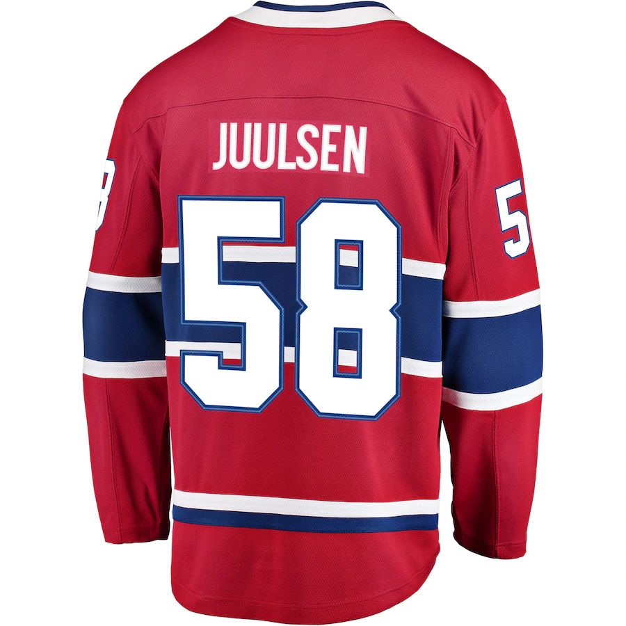 M.Canadiens #58 Noah Juulsen Fanatics Branded Breakaway Player Jersey Jersey  Red Stitched American Hockey Jerseys - Main View