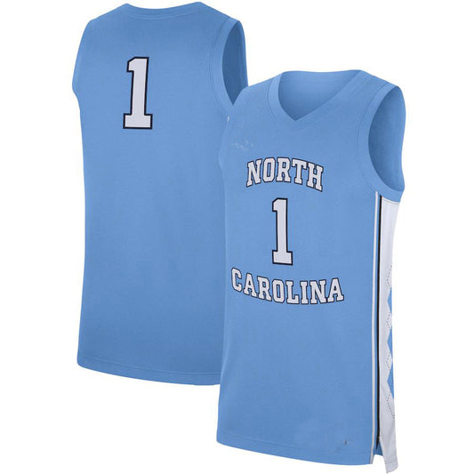 #1 N.Carolina Tar Heels Jordan Brand Replica Jersey Carolina Blue Stitched American College Jerseys - Main View