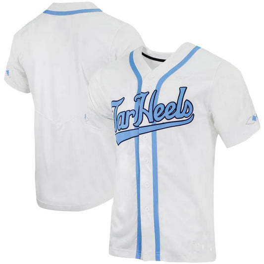 N.Carolina Tar Heels Replica Full-Button Baseball Jersey White Stitched American College Jerseys - Main View