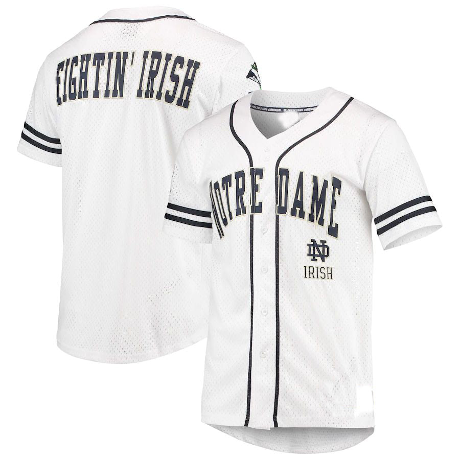 N.Dame Fighting Irish Colosseum Free Spirited Baseball Jersey WhiteNavy Stitched American College Jerseys - Main View