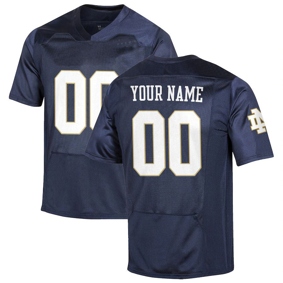 Custom N.Dame Fighting Irish Under Armour Replica Jersey Navy Football Jersey American Stitched College Jerseys - Main View