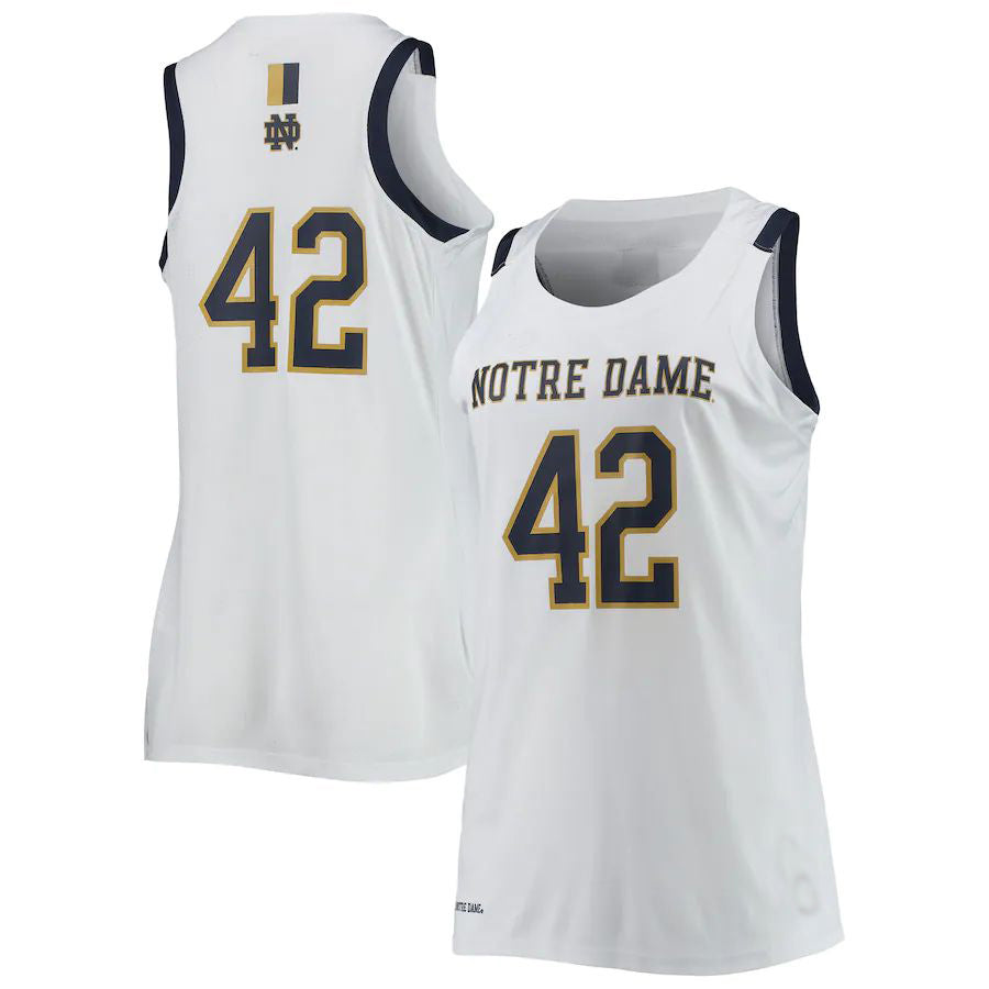 #42 N.Dame Fighting Irish Under Armour Replica Swingman Basketball Jersey White Stitched American College Jerseys - Main View
