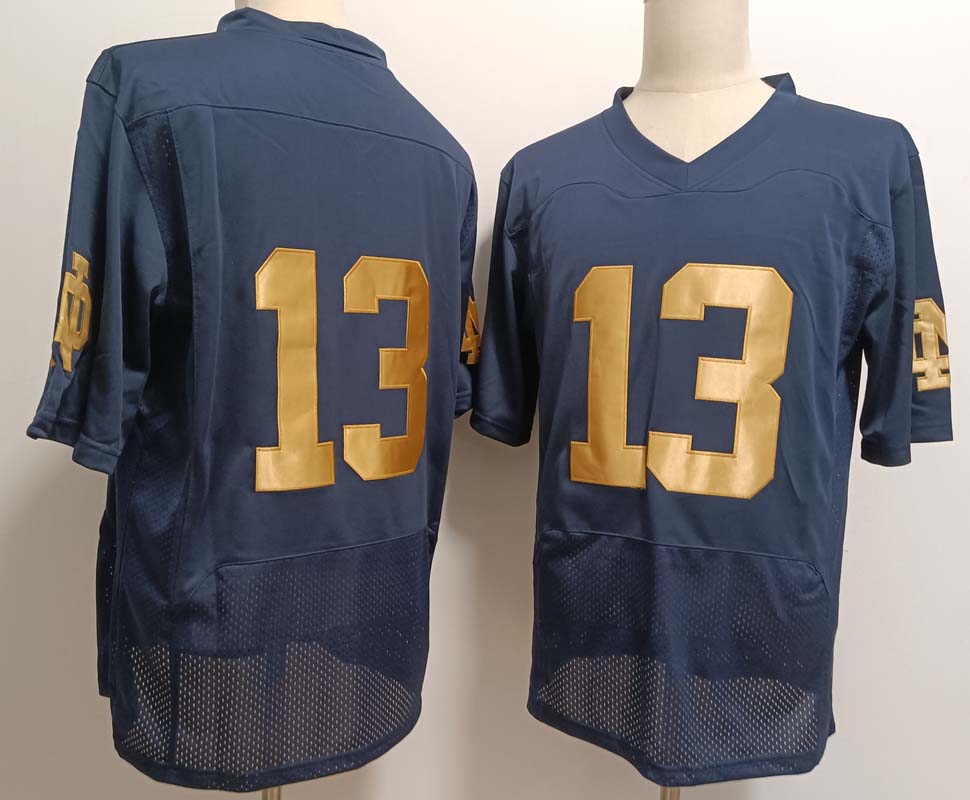 N.Dame Fighting Irish #13 Riley Leonard Navy Blue Stitched American College Jerseys - Main View