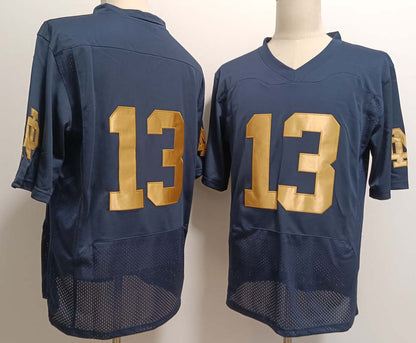 N.Dame Fighting Irish #13 Riley Leonard Navy Blue Stitched American College Jerseys - Main View