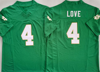 N.Dame Fighting Irish #4 Jeremiyah Love Green 2024 F.U.S.E. Limited Stitched Football  American College Jerseys - Main View