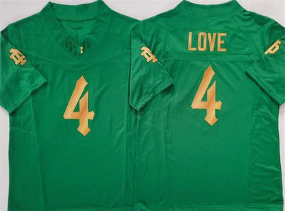 N.Dame Fighting Irish #4 Jeremiyah Love Green 2025 F.U.S.E. Limited Stitched Football  American College Jerseys