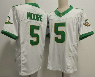 O.Ducks #5 Dakorien Moore White FUSE Football Stitched American College Jerseys - Main View