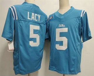 O.Miss Rebels #5 Kewan Lacy Limited Light Blue FUSE Football Stitched American College Jerseys - Main View