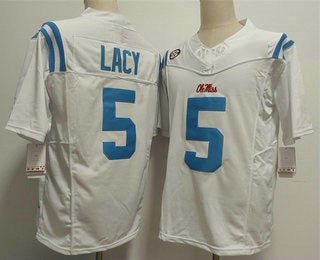 O.Miss Rebels #5 Kewan Lacy Limited White FUSE Football Stitched American College Jerseys - Main View