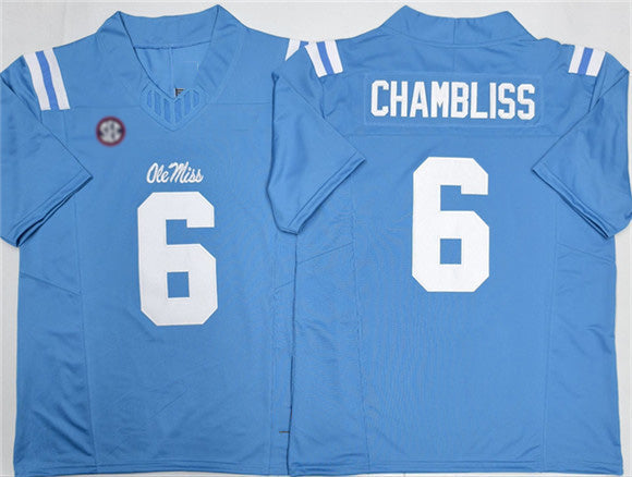 O.Miss Rebels #6 Trinidad Chambliss Blue 2026 F.U.S.E. Stitched American College Jerseys - Main View