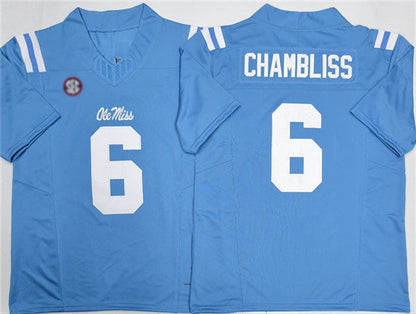 O.Miss Rebels #6 Trinidad Chambliss Blue 2026 F.U.S.E. Stitched American College Jerseys - Main View