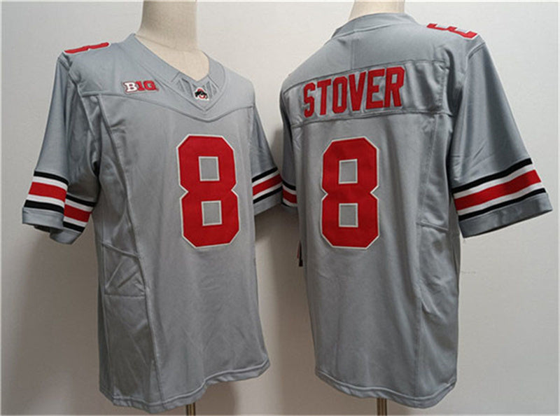 O.State Buckeyes #8 Cade Stover Gray 2023 F.U.S.E. Limited Stitched Jersey College Jerseys - Main View