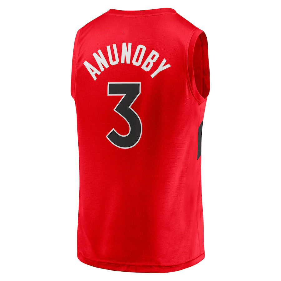 T.Raptors #3 OG Anunoby Fanatics Branded Fast Break Replica Jersey Red Icon Edition Stitched American Basketball Jersey - Main View