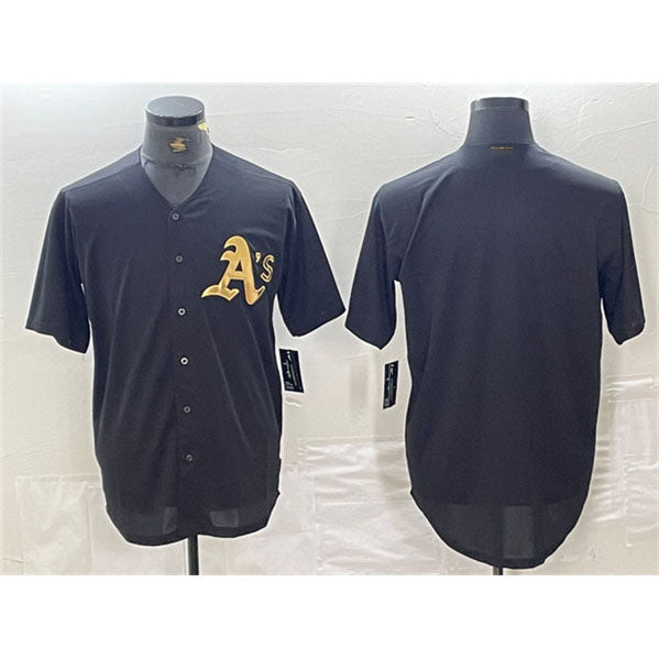 Oakland Athletics Blank Black Gold Cool Base Stitched Baseball Jersey - Main View